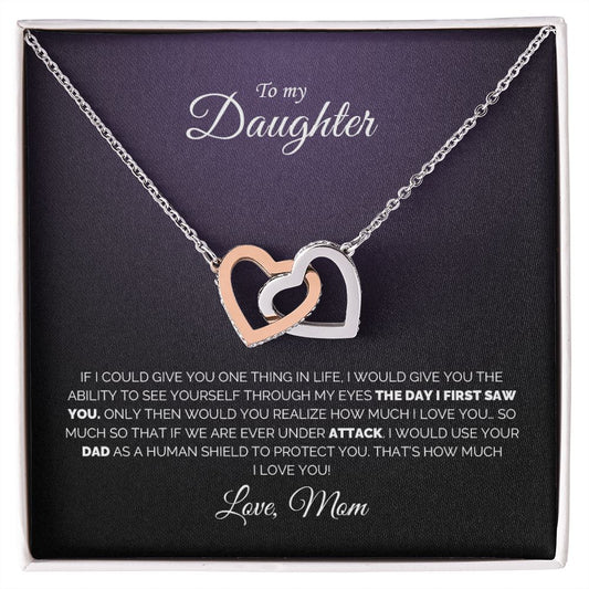 To My Daughter | I Love You So Much - Interlocking Hearts necklace